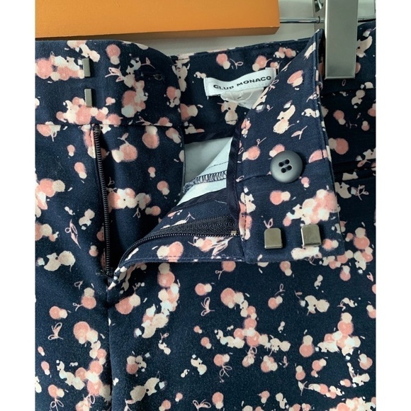 Club Monaco Blue with a pink floral pattern Straight pants size 2 - Picture 9 of 15